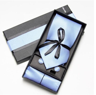Darčeková sada kravata, vreckovka a manžetové gombíky Blue