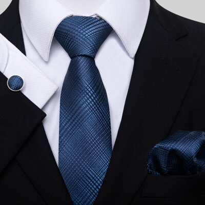 Sada kravata, vreckovka a manžetové gombíky S200