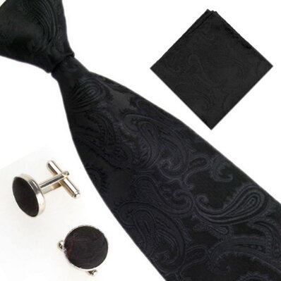 Darčeková sada kravata, vreckovka a manžetové gombíky AM202