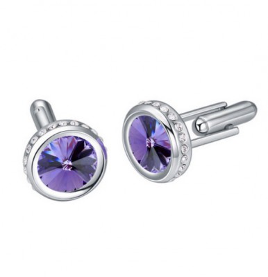 Manžetový gombík se Swarovski Elements purple