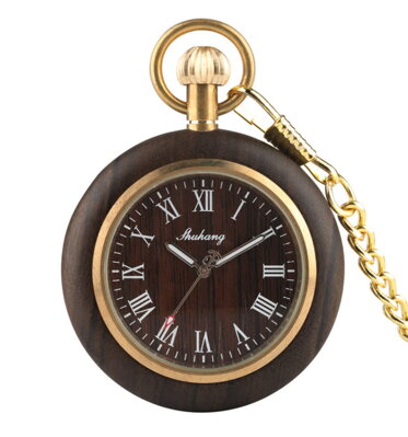Vreckové hodinky Antique Wooden Watch P2138