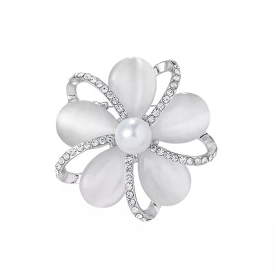 Brošňa Perleťový kvet Silver
