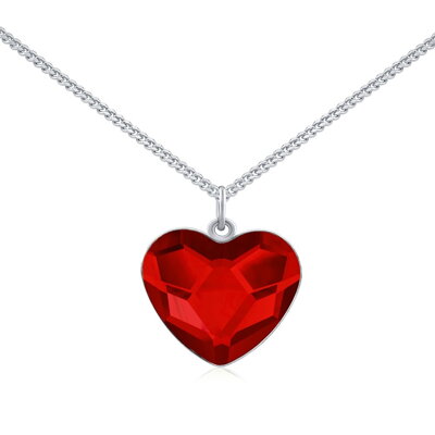 SILVEGO strieborný náhrdelník so Swarovski® Crystals srdce červené - VSW064N