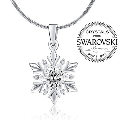 SILVEGO strieborný prívesok snehová vločka so Swarovski ® Crystals JJJP0811