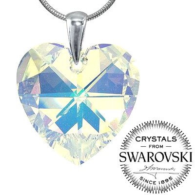SILVEGO Strieborný prívesok srdce 28mm AB so Swarovski® Crystals LSW033P