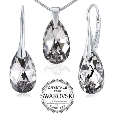 Silvego Set strieborných šperkov so Swarovski® Crystals Argent kvapka LSW181