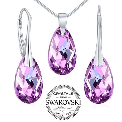 Set strieborných šperkov Vitrail Light kvapka so Swarovski Crystals LSW182S