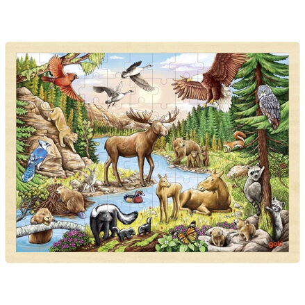 Goki Drevené Puzzle Severoamerická Divočina 96ks
