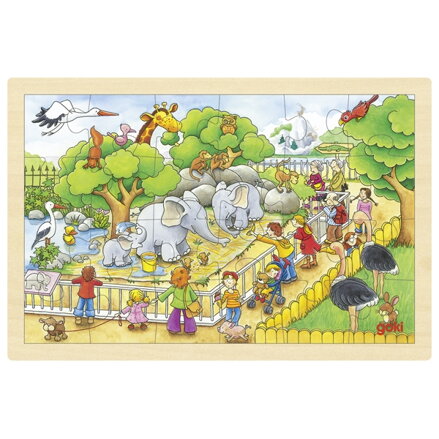 Goki Drevené Puzzle ZOO 24ks