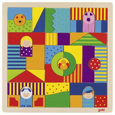 Goki Drevené Puzzle Domčeky 43ks