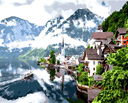 Maľovanie podľa čísiel Na jazere Hallstatt