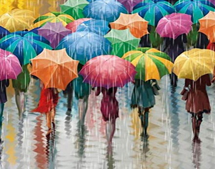 Diamantový obrázok Farebné dáždniky