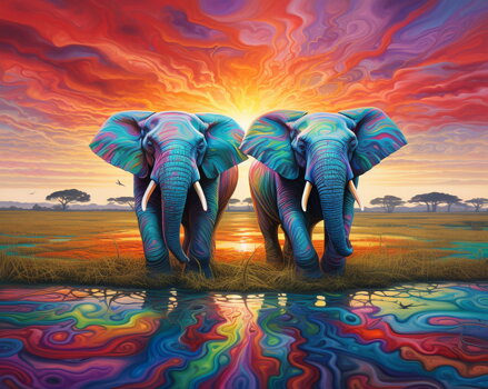 Diamantový obrázok Dúhovia slony