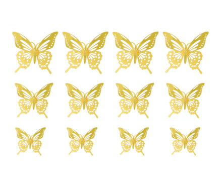 3D dekorácia Motýle HB008 Gold
