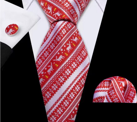 Vianočná súprava kravata, vreckovka a manžetové gombíky 