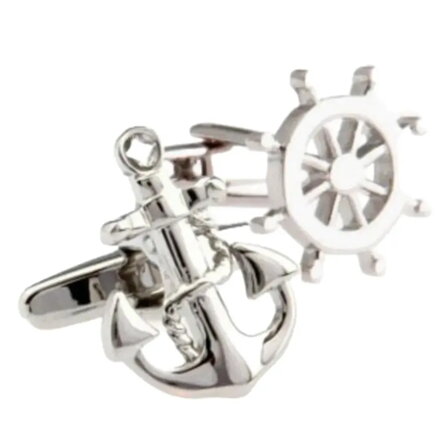 Manžetové gombíky kormidlo s kotvou