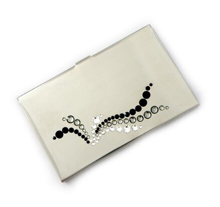 GM Collection Puzdro na vizitky s krystaly Swarovski WAVE BLACK DIAMOND