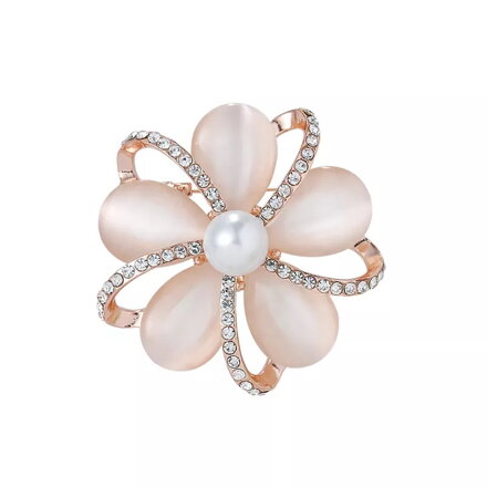 Brošňa Perleťový kvet Rose-gold
