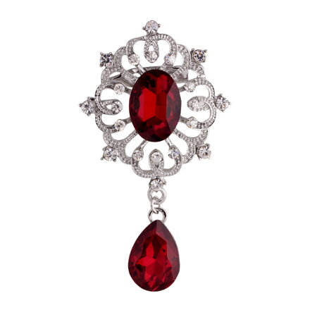 Brošňa Crystal drop AR162 Červená