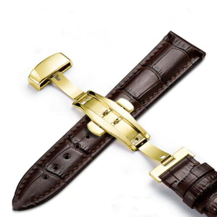 Prešitý kožený remienok na hodinky Miranda PD235 brown/gold