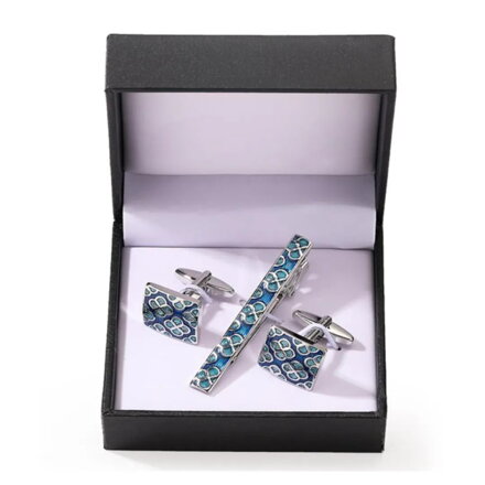 Spona na kravatu a manžetové gombíky Ornament AMK43