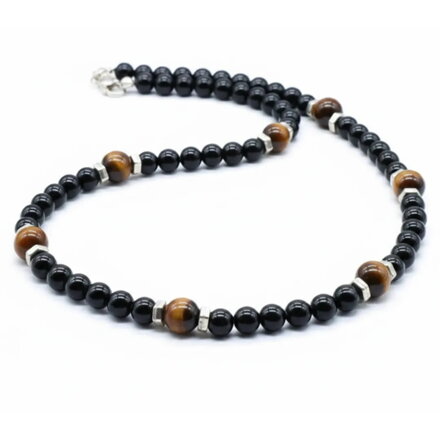Náhrdelník z obsidiánu a tigrieho oka AM336