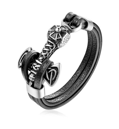 Kožený náramok Viking S618 Silver