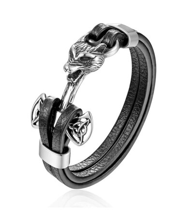 Kožený náramok Viking S315 Silver