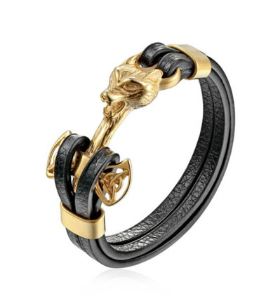 Kožený náramok Viking S315 Gold