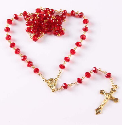 Sklenený ruženec Miranda Red Crystal