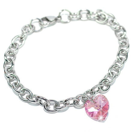 Silvego Oceľový náramok se Swarovski Elements LSW085B Light Rose