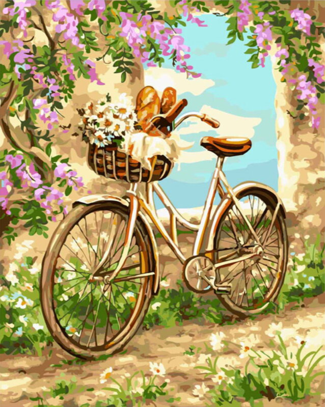 Maľovanie podľa čísiel Bicykel s nákupom Maľovanie podľa čísiel Bicykel s nákupom