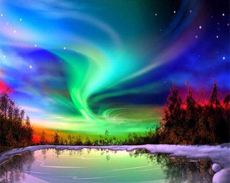 Diamantový obrázok Polárna žiara Aurora Diamantový obrázok Polárna žiara Aurora