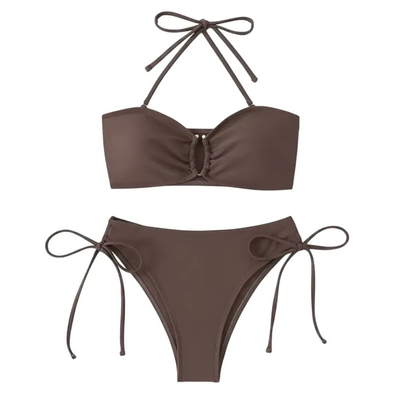 Elegantné hnedé dvojdielne bikiny 6602