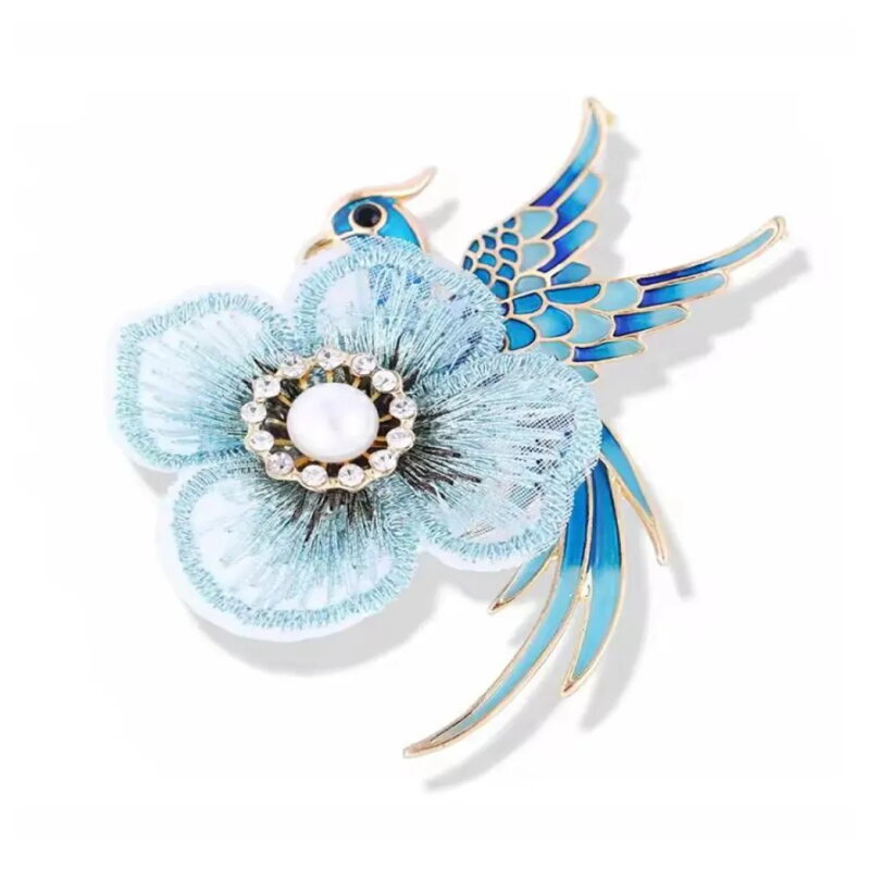 Brošňa Kvet s vtáčikom PK001