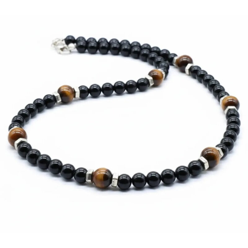 Náhrdelník z obsidiánu a tigrieho oka AM336