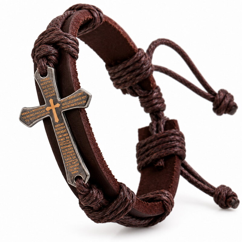 Kožený náramok Miranda Cross Brown