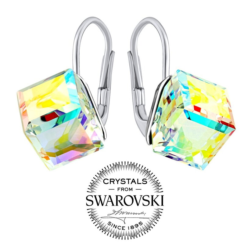 Silvego náušnice strieborné kocky s AB kryštálom Swarovski VSW042E Silvego náušnice strieborné kocky s AB kryštálom Swarovski VSW042E