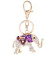 Prívesok na kabelku a kľúče Slon s kryštálmi fialovy